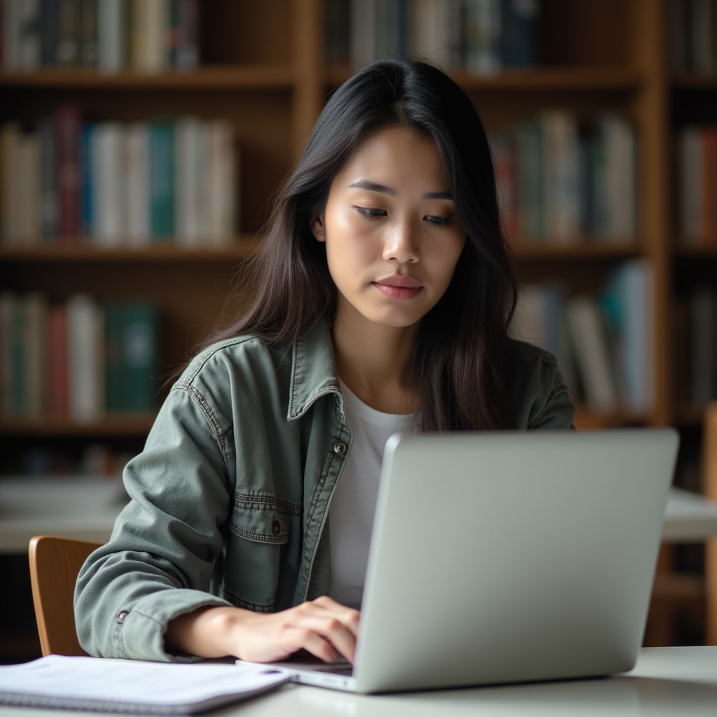 Junge Frau recherchiert am Laptop zu Themen der Altersvorsorge